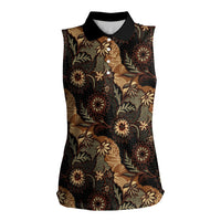 Batik Pedalaman Semen Lereng Style Women Sleeveless Polo Shirt Indonesian Traditional Pattern