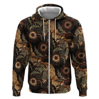 Batik Pedalaman Semen Lereng Style Zip Hoodie Indonesian Traditional Pattern LT01 Zip Hoodie Black - Polynesian Pride