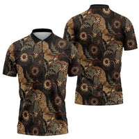 Batik Pedalaman Semen Lereng Style Zipper Polo Shirt Indonesian Traditional Pattern