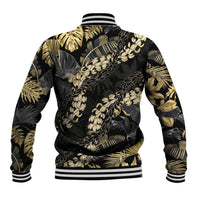 Gold Tropical Leaves Hawaii Mikioi Lei Baseball Jacket Luxury Stylized LT01 - Polynesian Pride