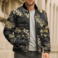 Gold Tropical Leaves Hawaii Mikioi Lei Bomber Puffer Jacket Luxury Stylized - Polynesian Pride