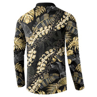 Gold Tropical Leaves Hawaii Mikioi Lei Button Sweatshirt Luxury Stylized LT01 - Polynesian Pride