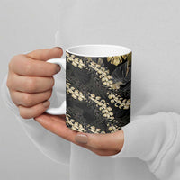 Gold Tropical Leaves Hawaii Mikioi Lei Ceramic Mug Luxury Stylized - Polynesian Pride