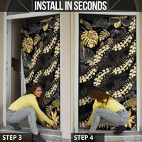 Gold Tropical Leaves Hawaii Mikioi Lei Door Cover Luxury Stylized - Polynesian Pride