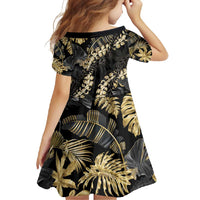Gold Tropical Leaves Hawaii Mikioi Lei Family Matching Summer Maxi Dress and Hawaiian Shirt Luxury Stylized - Polynesian Pride
