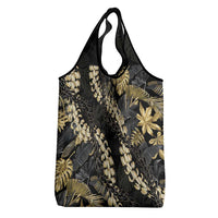 Gold Tropical Leaves Hawaii Mikioi Lei Grocery Bag Luxury Stylized LT01 - Polynesian Pride