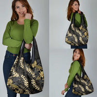 Gold Tropical Leaves Hawaii Mikioi Lei Grocery Bag Luxury Stylized LT01 - Polynesian Pride