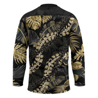 Gold Tropical Leaves Hawaii Mikioi Lei Hockey Jersey Luxury Stylized LT01 - Polynesian Pride