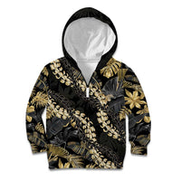 Gold Tropical Leaves Hawaii Mikioi Lei Kid Hoodie Luxury Stylized - Polynesian Pride