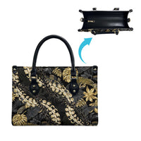 Gold Tropical Leaves Hawaii Mikioi Lei Leather Bag Luxury Stylized - Polynesian Pride