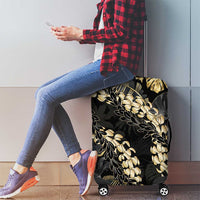 Gold Tropical Leaves Hawaii Mikioi Lei Luggage Cover Luxury Stylized - Polynesian Pride
