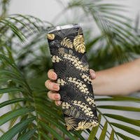 Gold Tropical Leaves Hawaii Mikioi Lei Skinny Tumbler Luxury Stylized - Polynesian Pride