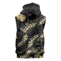 Gold Tropical Leaves Hawaii Mikioi Lei Sleeveless Zip Hoodie Luxury Stylized LT01 - Polynesian Pride