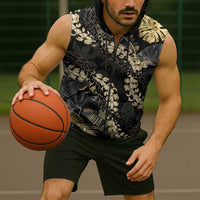 Gold Tropical Leaves Hawaii Mikioi Lei Sleeveless Zip Hoodie Luxury Stylized LT01 - Polynesian Pride