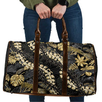 Gold Tropical Leaves Hawaii Mikioi Lei Travel Bag Luxury Stylized - Polynesian Pride