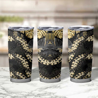 Gold Tropical Leaves Hawaii Mikioi Lei Tumbler Cup Luxury Stylized - Polynesian Pride