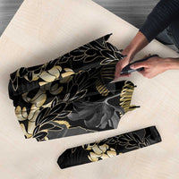 Gold Tropical Leaves Hawaii Mikioi Lei Umbrella Luxury Stylized - Polynesian Pride