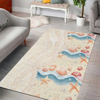 Beige Hawaii Lei Seashells Starfish Area Rug Sandy Sylized - Polynesian Pride