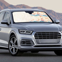 Beige Hawaii Lei Seashells Starfish Auto Sun Shade Sandy Sylized - Polynesian Pride