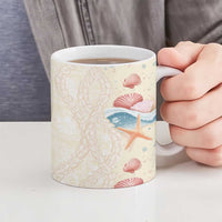 Beige Hawaii Lei Seashells Starfish Ceramic Mug Sandy Sylized LT01 - Polynesian Pride