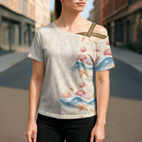 Beige Hawaii Lei Seashells Starfish Cross Shoulder Shirt Sandy Sylized LT01 - Polynesian Pride