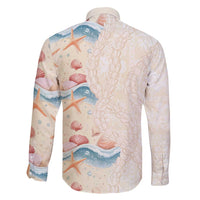 Beige Hawaii Lei Seashells Starfish Family Matching Puletasi and Hawaiian Shirt Sandy Sylized LT01 - Polynesian Pride