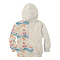 Beige Hawaii Lei Seashells Starfish Kid Hoodie Sandy Sylized - Polynesian Pride