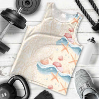 Beige Hawaii Lei Seashells Starfish Men Tank Top Sandy Sylized LT01 - Polynesian Pride