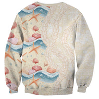 Beige Hawaii Lei Seashells Starfish Sweatshirt Sandy Sylized LT01 - Polynesian Pride
