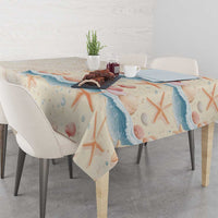 Beige Hawaii Lei Seashells Starfish Tablecloth Sandy Sylized LT01 - Polynesian Pride