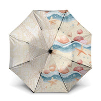 Beige Hawaii Lei Seashells Starfish Umbrella Sandy Sylized LT01 One Size Folded 11.42 inch Opened Diameter 37.4 inch Beige - Polynesian Pride
