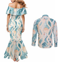 Hawaii Lei Seashells Starfish Couples Matching Mermaid Dress and Long Sleeve Button Shirt Fresh Summer Vibe LT01 - Polynesian Pride