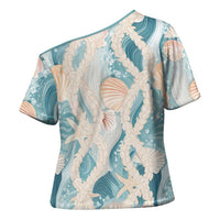 Hawaii Lei Seashells Starfish Cross Shoulder Shirt Fresh Summer Vibe LT01 - Polynesian Pride