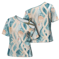Hawaii Lei Seashells Starfish Cross Shoulder Shirt Fresh Summer Vibe LT01 - Polynesian Pride