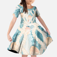Hawaii Lei Seashells Starfish Family Matching Short Sleeve Bodycon Dress and Hawaiian Shirt Fresh Summer Vibe - Polynesian Pride
