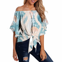 Hawaii Lei Seashells Starfish Off Shoulder Wrap Waist Top Fresh Summer Vibe LT01 - Polynesian Pride