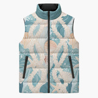 Hawaii Lei Seashells Starfish Sleeveless Puffer Jacket Fresh Summer Vibe LT01 Unisex Blue - Polynesian Pride