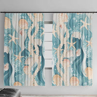 Hawaii Lei Seashells Starfish Window Curtain Fresh Summer Vibe - Polynesian Pride