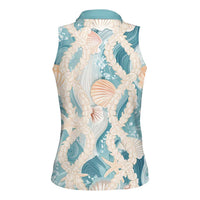 Hawaii Lei Seashells Starfish Women Sleeveless Polo Shirt Fresh Summer Vibe - Polynesian Pride