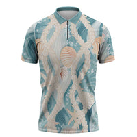 Hawaii Lei Seashells Starfish Zipper Polo Shirt Fresh Summer Vibe LT01 Blue - Polynesian Pride