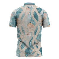 Hawaii Lei Seashells Starfish Zipper Polo Shirt Fresh Summer Vibe LT01 - Polynesian Pride