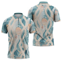 Hawaii Lei Seashells Starfish Zipper Polo Shirt Fresh Summer Vibe LT01 - Polynesian Pride