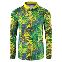 Hawaii Summer Tropical Leaves Button Sweatshirt LT01 Yellow - Polynesian Pride