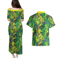 Hawaii Summer Tropical Leaves Couples Matching Puletasi and Hawaiian Shirt LT01 - Polynesian Pride