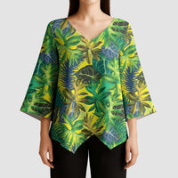 Hawaii Summer Tropical Leaves Kimono Sleeve Blouse - Polynesian Pride
