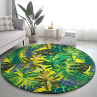 Hawaii Summer Tropical Leaves Round Carpet - Polynesian Pride