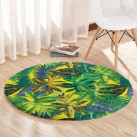 Hawaii Summer Tropical Leaves Round Carpet - Polynesian Pride