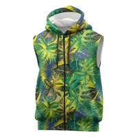 Hawaii Summer Tropical Leaves Sleeveless Zip Hoodie LT01 Yellow - Polynesian Pride
