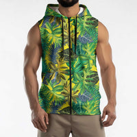 Hawaii Summer Tropical Leaves Sleeveless Zip Hoodie LT01 - Polynesian Pride