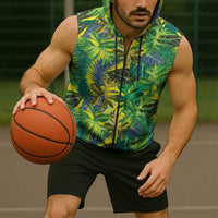 Hawaii Summer Tropical Leaves Sleeveless Zip Hoodie LT01 - Polynesian Pride